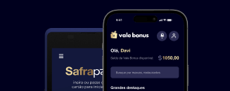 Imagem de celular exibindo o app Vale Bones e a maquininha SafraPay