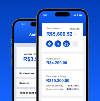 Exemplo da tela de conta do aplicativo SafraPay Digital