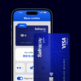 Exemplo da tela de Cartão do aplicativo SafraPay Digital